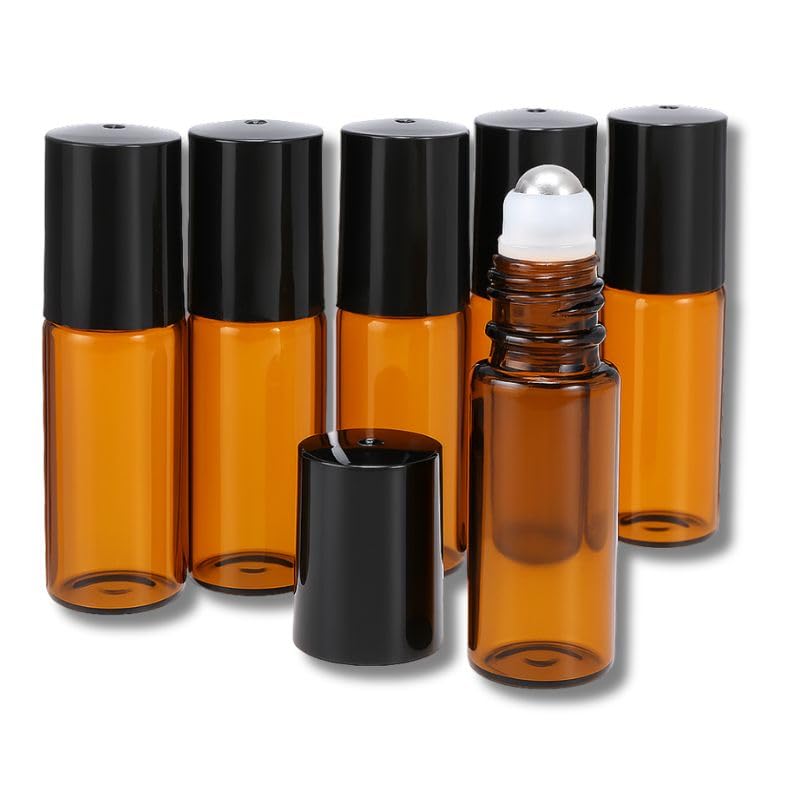 Frasco em Vidro para Óleo Essencial 5ml com Roll-On em Aço Inox |...