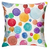 VARUN Throw Pillow Covers Watercolor Polka Dot Circles Rainbow Colorful Square Pillowcase for Home Decor Sofa Car Bedroom Pillow case 18x18inch