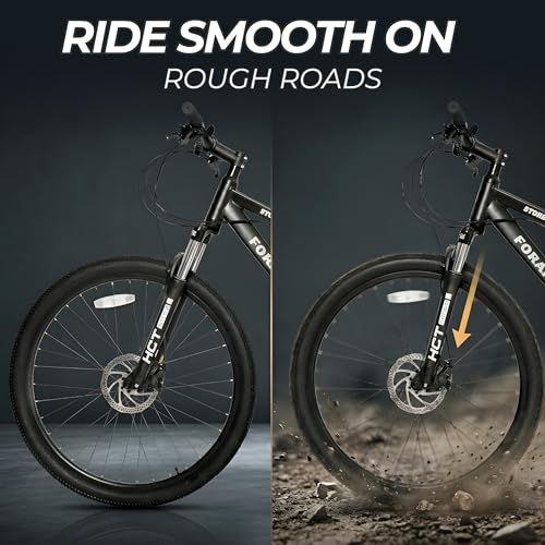 Image of 5Seconds Foraker 300 Hybrid Mountain Bike for Men Women -21 Speed Adult Bicycle, Lightweight Aluminum Frame, Front Suspension, Mechanical Disc Brakes, Trigger Shifters, All-Terrain MTB