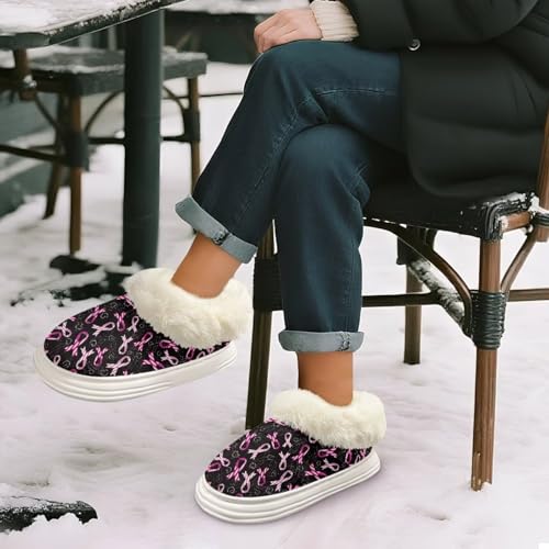 Warm Cozy Platform Slippers for Women, Memory Foam Thick Sole Flannel Slippers for Indoor Outdoor4