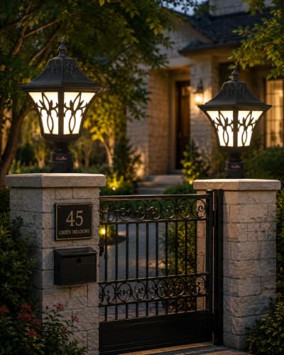 Image of Azurite Outdoor Aluminium dai Casting gate lamp Waterproof Unbreakable B-22 Holder, Exterior Beautiful Grey Outdoor Poles & Piller gate lamp (Include Bulb) (Pack of 1)