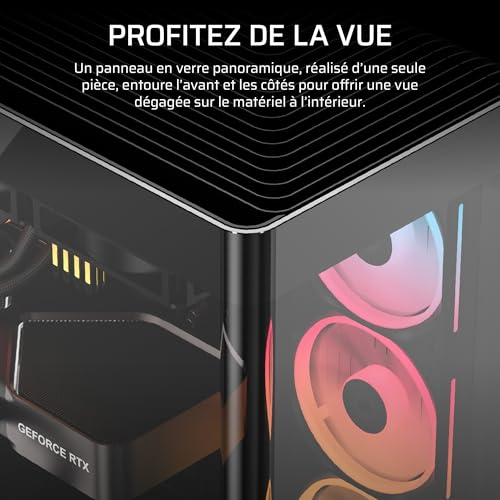 Corsair Frame 4500X LX-R RGB Link Boîtier PC Moyen-Tour en Verre panoramique – Système de Fixation du Ventilateur InfiniRail, Peut accueillir Deux radiateurs de 360 mm, 3X LX120R RGB Link – Noir
