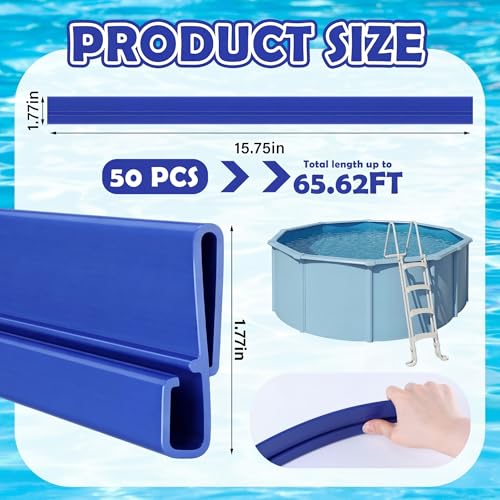 Innconee 50 Pcs 21 ft Bead Receiver Round Above Ground Pool Liners Blue Beaded Pool Liner Track 1.31 ft Each Section Replacement Bead Track for Round Above Ground Swimming Pools by Innconee - Used condition - Image 2
