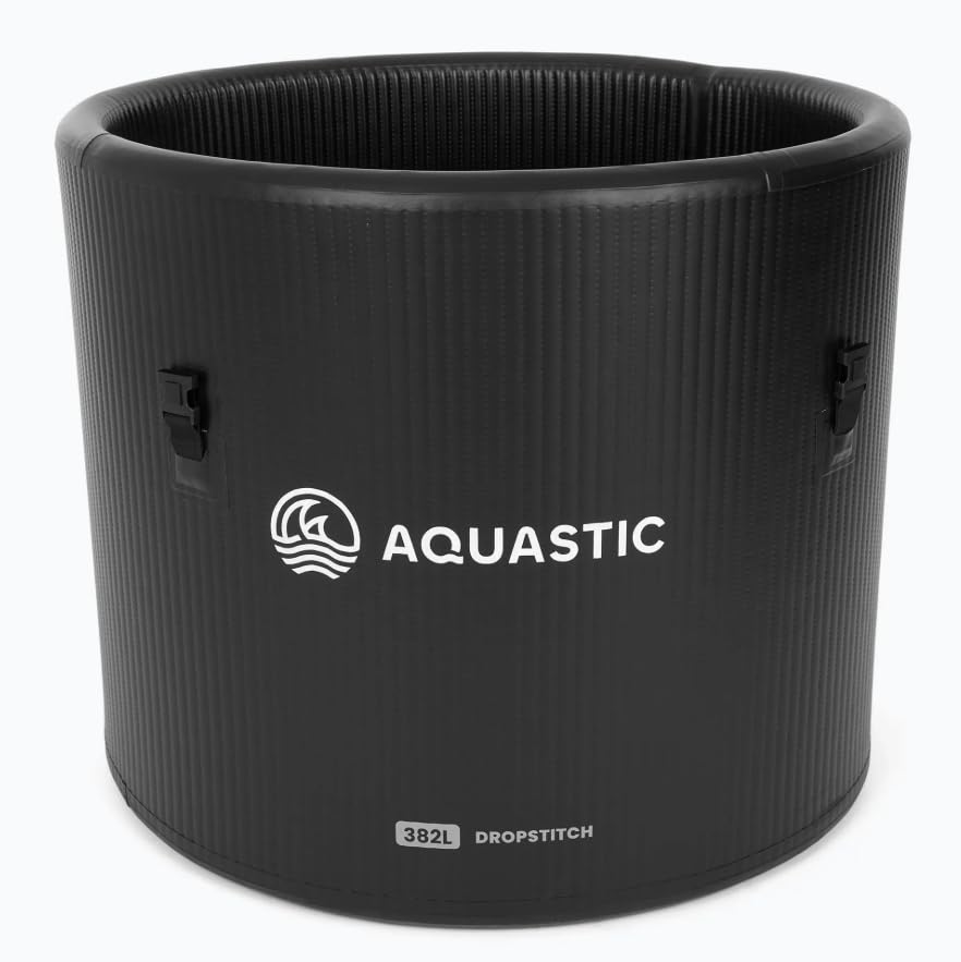 AQUASTIC BrrFree 382 L - Piscina de morsa Drop-Stitch con cubierta, bomba y kit de reparación, 90 x 90 x 76 cm, estable, compacta, aislada, lista para baños fríos