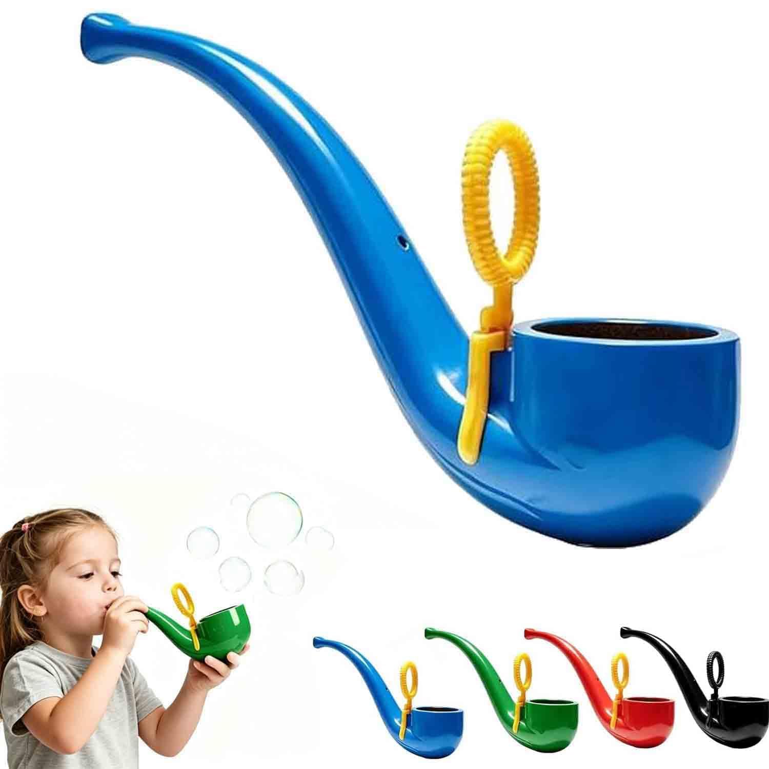 Soap Bubble Pipe, 3D Printed Creative Pipe-Shaped Bubbles Blower - Portable Mini Colorful Fun Bubble Blowing Pipe, Reusable Retro Fun Style Bubble Maker for Outdoor Backyard Parties (B)
