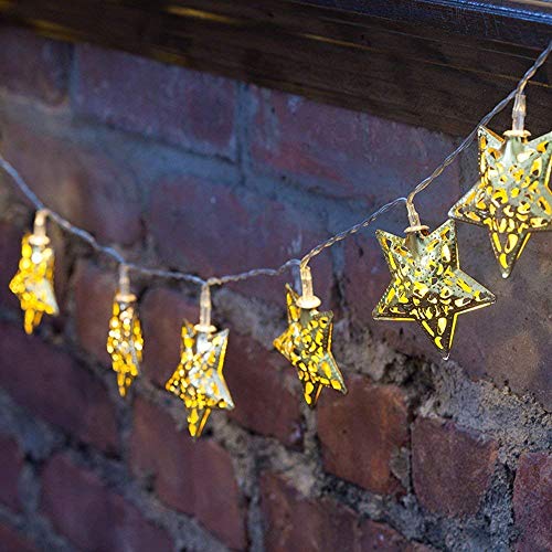 Wonfast Solar Star String Lights, 15.7Ft 20Led Moroccan Metal Stars Solar Fairy Lantern Night Decorative String Lights For Garden Yard Home Landscape Christmas Party Lighting Decorations (Warm White) #TOP2