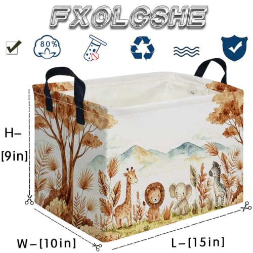 Image of Rectangular Animal Baskets,Animal Storage Bins with Handles for Room Decor,Book Storage Bin,Shelf Basket(Free animals)