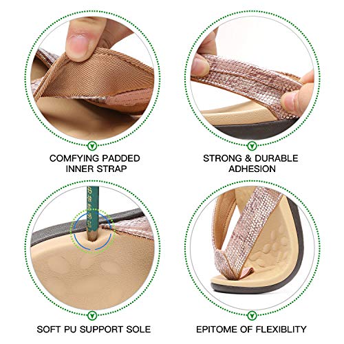Image of MEGNYA Comfortable Walking Flip Flops for Womens, Orthopedic Walking Sandals with Arch Support, Flat Feet Pain Relief Sandals for Beach, Summer, Pool