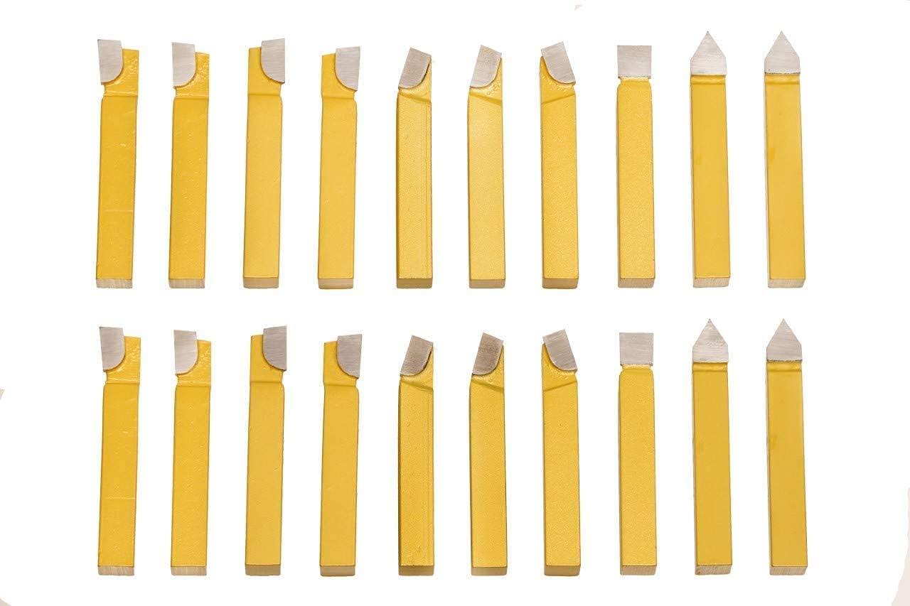 VCT 20pc 1/4 Carbide Tip Tipped Cutter Tool Bit Cutting Set for Metal Lathe Tooling