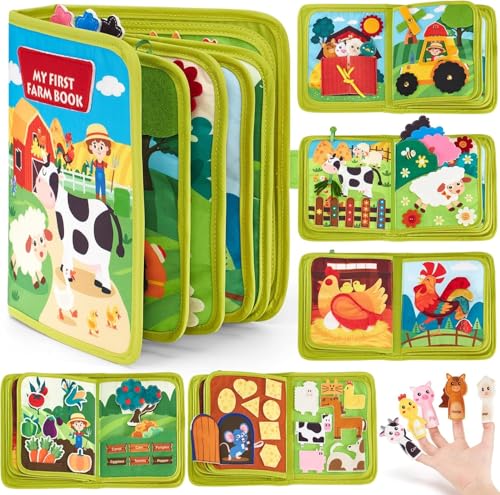AM ANNA Montessori Busy Book for Toddlers 20 in 1 Quiet Activity Book with Life Skills Cognition Sorting Matching Kids DIY Felt Quiet Book Preschool Learning Education Toys for Baby Boys Girls