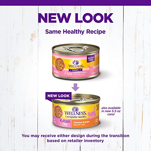 Wellness Complete Health Kitten Canned Wet Cat Food, Chicken Pate, 3 Ounces (Pack of 24