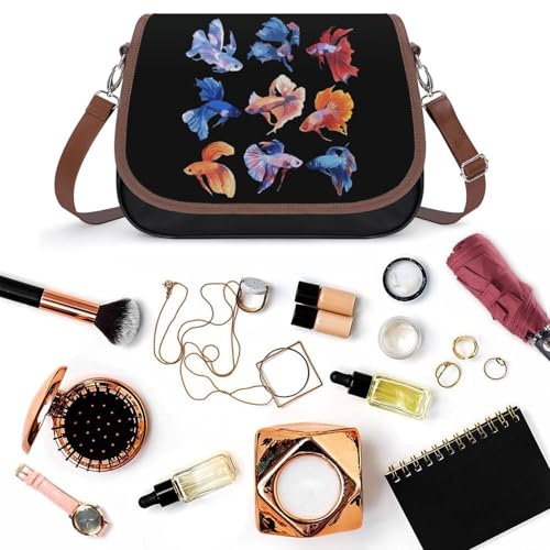 Watercolor Betta Fish Small Crossbody Bags for Women Shoulder Handbag with Adjustable Strap for Travel 6