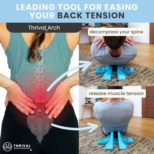 Image of Thrival Arch Back Stretcher - Psoas Muscle Release Tool App for Hip Flexor, Back, Glute, Iliacus, and Neck - Spine Decompressor, Trigger Point, and Myofascial Release - Blue