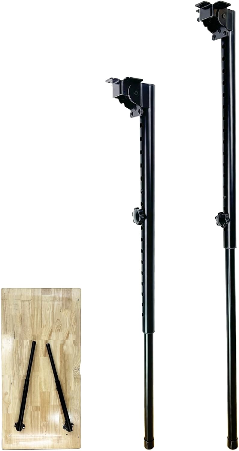 Benbuoo Folding Adjustable Table Legs 27 to 41 inch, Metal Telescopic Storage Desk Legs for Outdoor Camper, RV, Coffee Dinner Table, Tabletops, Kitchen, DIY Bar Desk, Tablesaw, 2pcs Black 26-41'' 2pcs