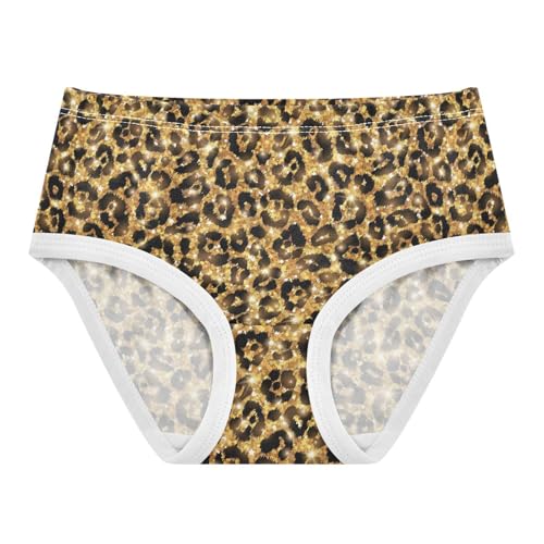 Wusikd Gold Leopard Girls' Underwear Cotton Cheetah Girls Briefs Soft Toddler Underwear 5T