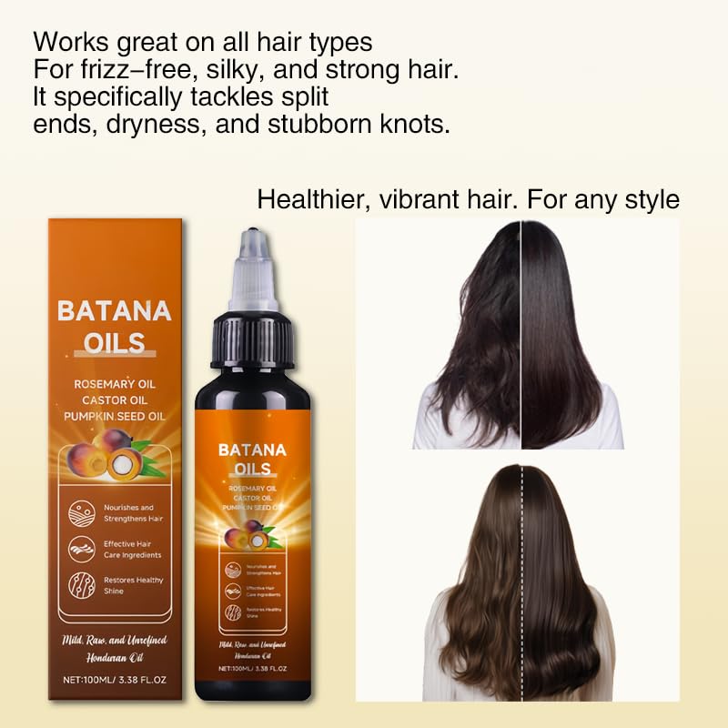 Miniatura 6 de AOFEETINE Aceite de batana natural para el crecimiento del cabello Batana 4 en 1 de Honduras con romero, aceite de ricino, semillas de calabaza