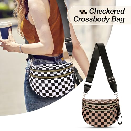 Image of Checkered Crossbody Bag, Bum Bags for Women Crossbody,Spacious Sling Bag Purse Fanny Packs with Shoulder Strap
