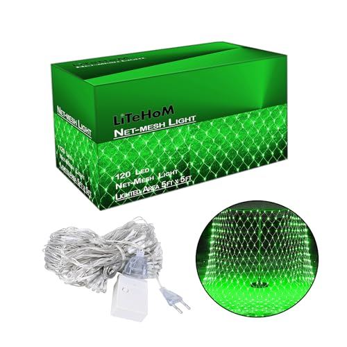 Litehom LED Net Mesh String Lights, 5Ft X 5Ft, 120 LEDs, 8 Modes ...