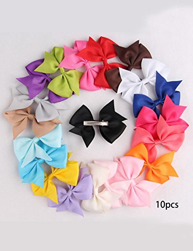 Goldenfox 10pcs Girls Ribbon Bow Hair Clip Kids Alligator Clips Party Hair Accessories