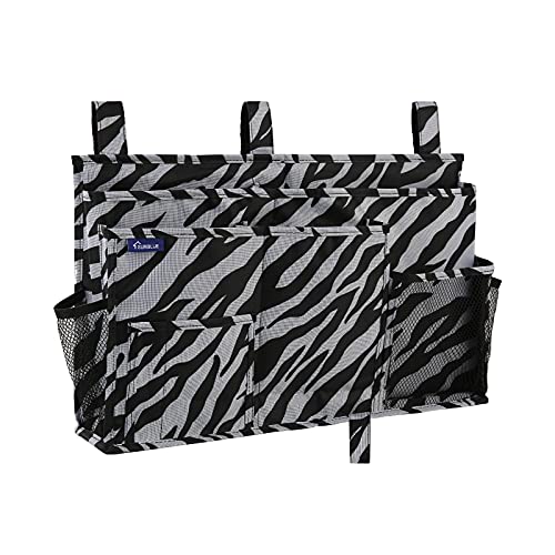 Image of Surblue Bedside Caddy Hanging Organizer Storage Bag for Bunk and Hospital Beds, College Dorm Rooms, Baby Bed Rails, Camp (8 Pockets), Zebra