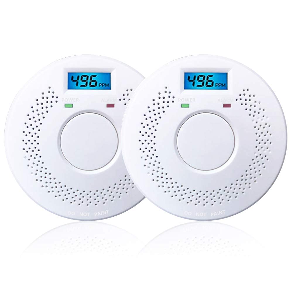 Smoke Detector and Carbon Monoxide Detector Battery Powered with Test/Reset Button 2 Pack