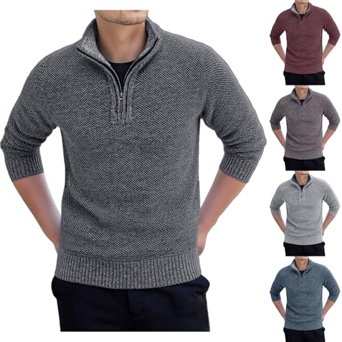 Pull décontracté à manches longues pour homme avec fermeture éclair chic en maille - 6