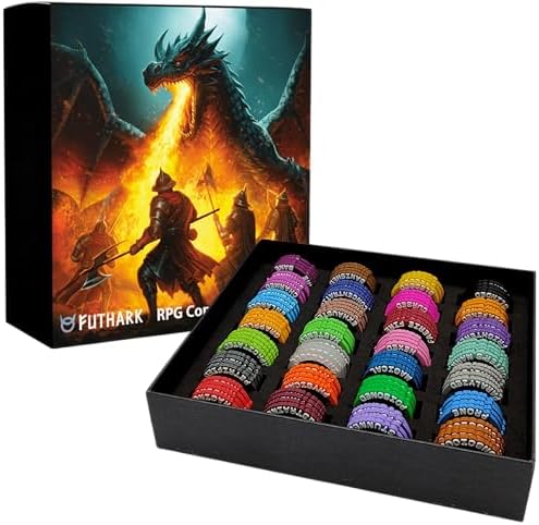 Futhark DND Condition Rings Set: 112 Vibrant DND Condition Markers to Eliminate Confusion - Great DND Gift in Exceptional Storage Box - RPG Accessories for Unforgettable Dungeons and Dragons Nights