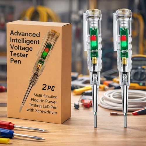 Image of Dual Functionality Voltage Tester 12V-250V AC /DC 2-in-1 Line & Electrical Tester Pen for Circuit Check | Induction Voltage Testing | LCD Display | Breakpoint & Live Object Detection with Screwdriver