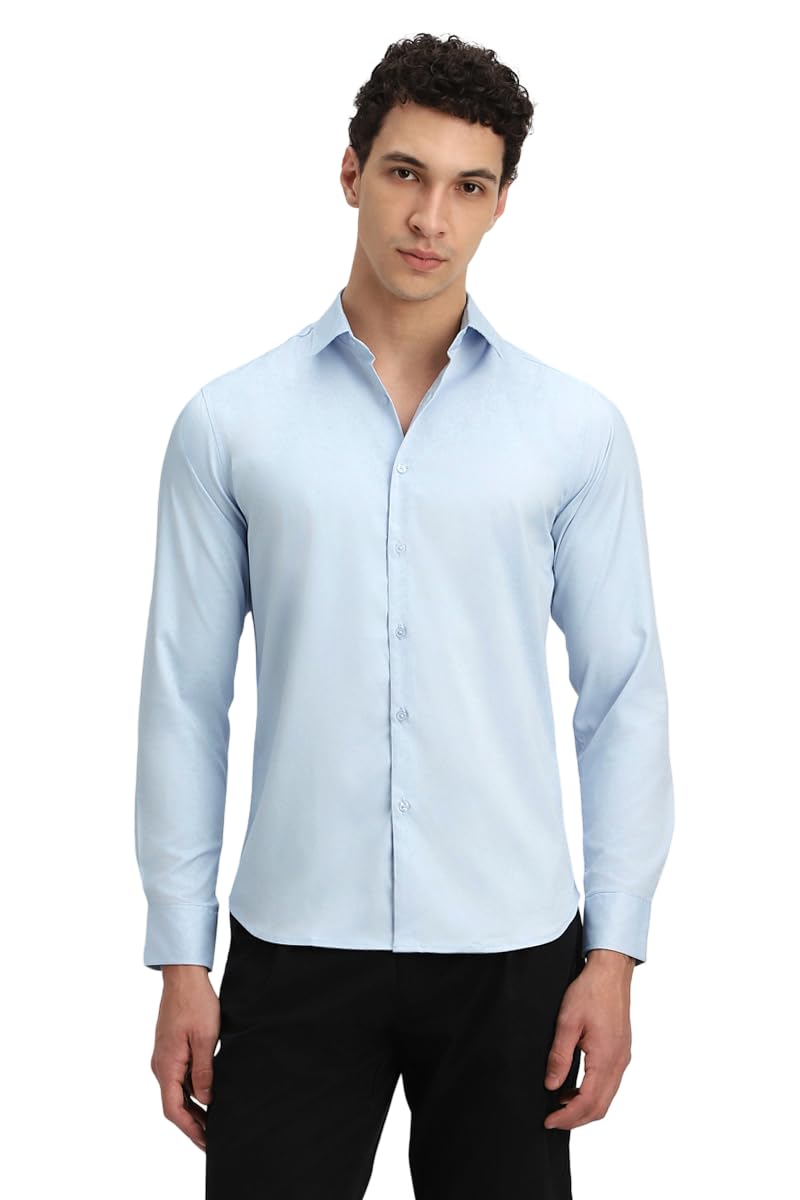 snitch Luxe Men Formal Shirt | Slim Fit Full Sleeve Spread Collar Solid Design | Wrinkle-Resistant & Lightweight Polyester Blend Fabric for Office-picture-15