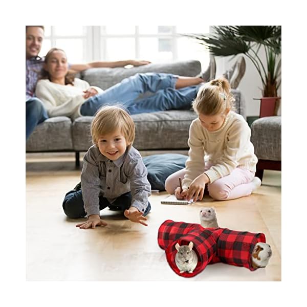 Yuepet guinea pig tunnel and tube collapsible 3 way guinea pig hideout with plaid classic style, small animal tunnel for guinea pig ferret hamster chinchilla - image 7