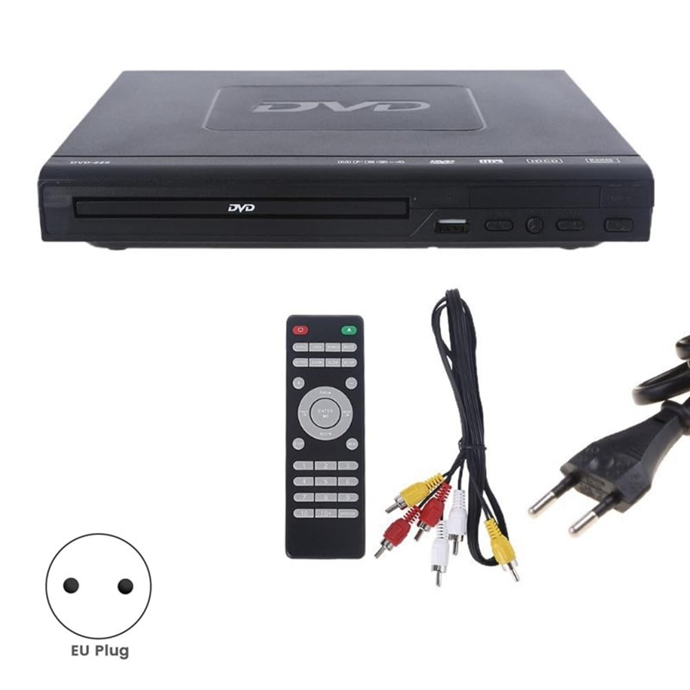 DVD-225 - Reproductor de DVD digital para salida AV con mando a distancia para TV, VCD, reproductor de DVD, enchufe europeo