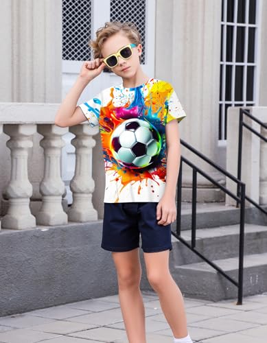 Image of 3D Graphic Short Sleeve Shirts Boys Girls Cool T-Shirt Unisex Novelty Tees for 7-12 Years Teens