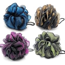 Zooshine 4Pcs 60g Loofahs Sponge for Shower, Body Scrubber Bath Loofah Ball for Women & Men,Shower Skin Care Set Blue-Orange-Green-Purple