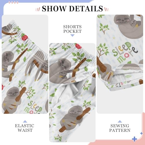 ZZXXB Sloth Sleep More Boys Long Pants Soft Trousers Elastic Waist Kids Lounge Bottoms with Pockets S-XL4