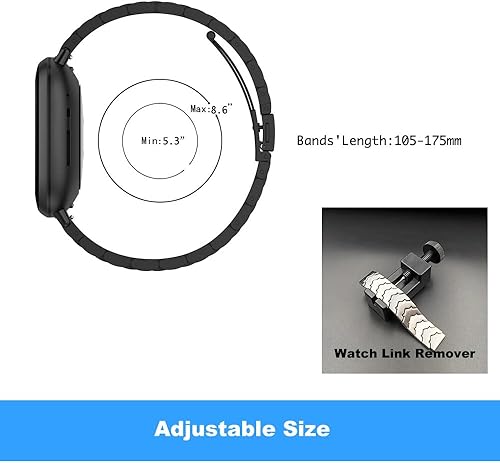Miniatura 8 de Bandas de metal compatibles con Fitbit Versa 4Fitbit Sense 2Fibit versa 3Fitbit Sense, correa de repuesto, para mujeres y hombres, acero inoxidable,