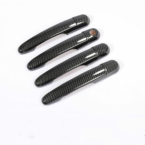 FAHBSTR Exterior Door Handle Cover for Kia Soul 2010-2013 Car Stickers Overlay Chrome Carbon Fiber Door Handle Cover Trim(Black 1 Keyhole)