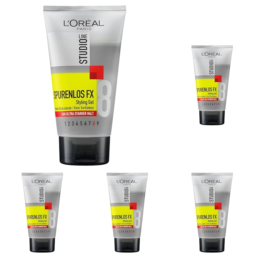 L'Oreal Paris Studio Line Spurenlos FX Styling Gel 24h Ultra Starker Halt – Mineralien-angereicherte Formel für geschmeidiges Haar, ohne Rückstände (Packung mit 5)