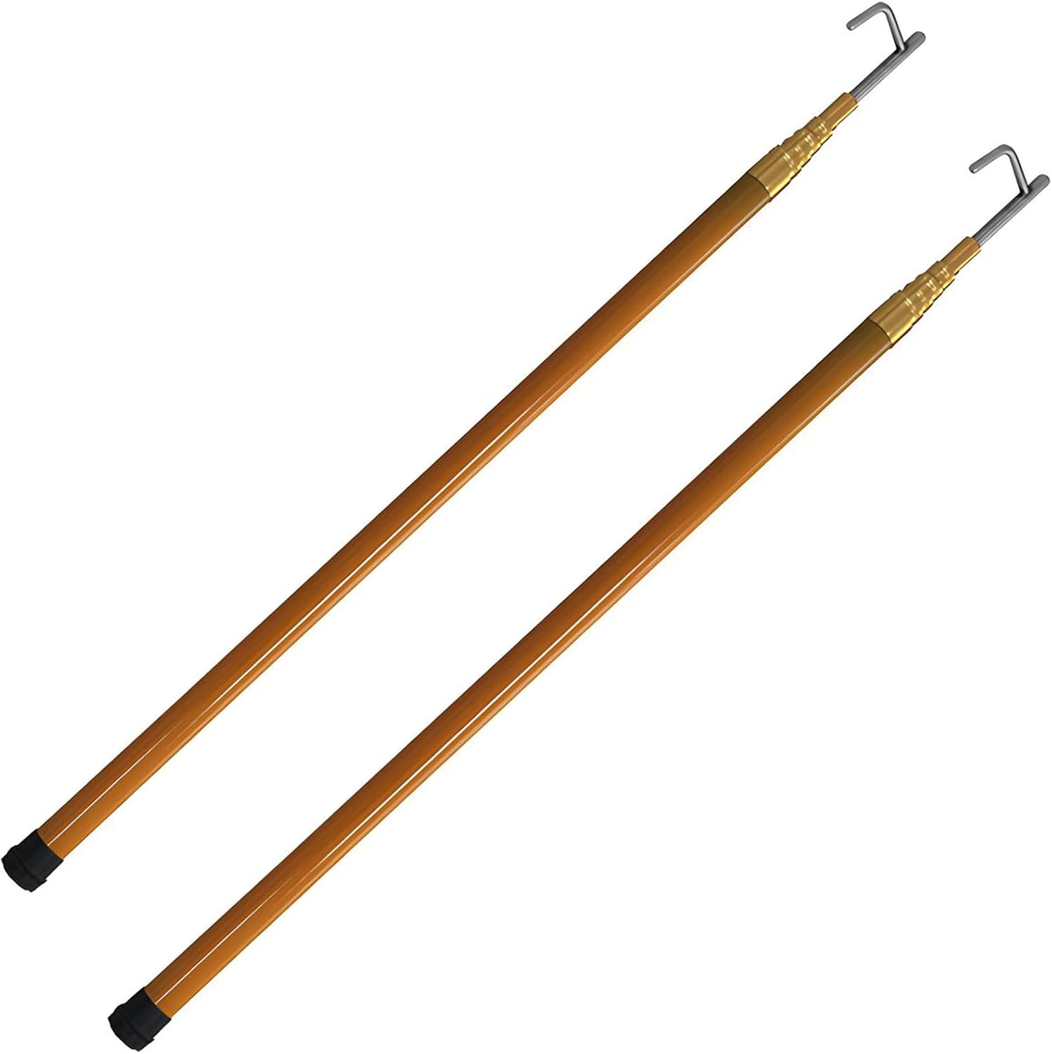 Multifunctional Telescoping Boat Hook with Fiberglass Pole - Heavy Duty Cargo Retrieval Tool for Docking, Rescuing 2pcs(Yellow,19.7 ft)