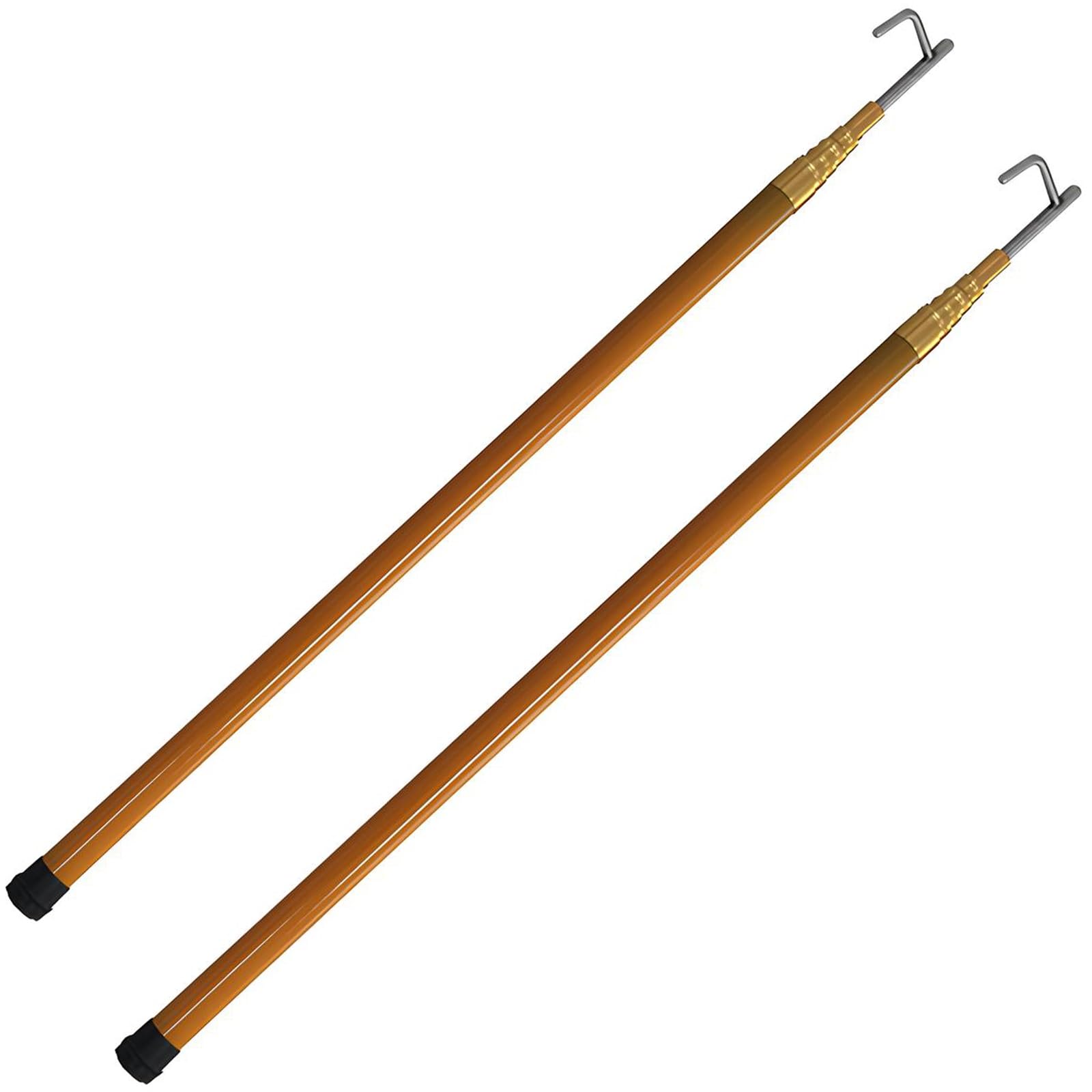 Mezzo Marinaio Telescopico Gancio multifunzionale per il recupero del carico con Asta telescopica in fibra di vetro, Asta di spinta per barca commerciale per Salvataggio/barca(2 pack Yellow,6m(19.7 ft