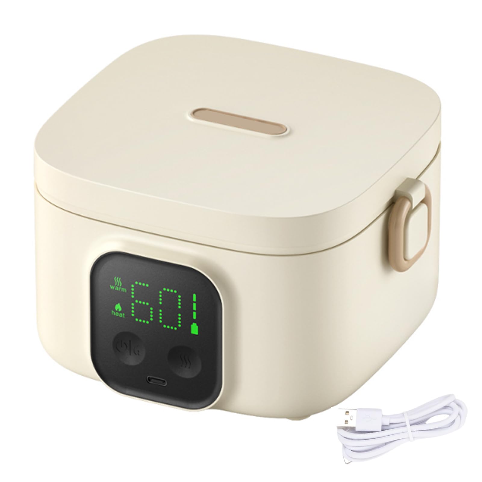 Lonchera Electrica Trabajo Inalámbrico, Calentador De Comida Portatil Electrico Con Batería 14000mah USB-C 6 Temporizador Taper Electrico Para Comida Para Hogar,Camping Y Oficina (800ML)