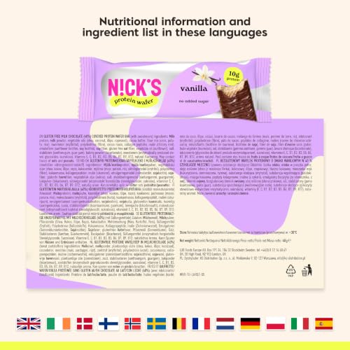 N!CK'S Protein Wafer Bar Vanilla| 25% Protein (10g) 203 Calories | Low Carb Cookie Bar Snack with No Added Sugar, Gluten Free (24 bars x 40g) - image 8