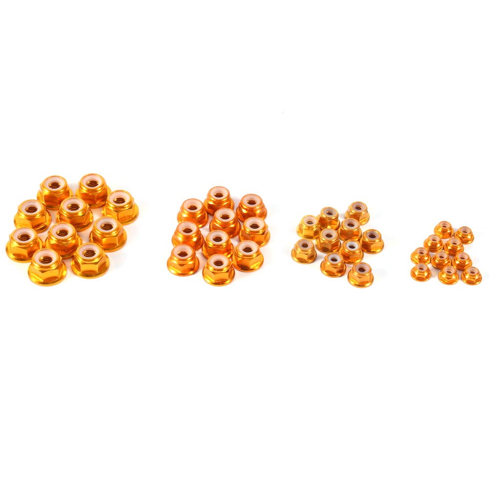 Dado di Bloccaggio Anodizzato, Dado di Bloccaggio M5 Inserto in Nylon di Alluminio Autobloccante, Dadi Esagonali 10 Pezzi Color Oro, Robusto e Durevole per Hardware, Veicoli,