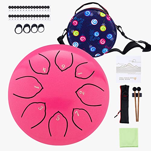 Steel Tongue Drum Kids Instrument: Musical Metal Tank Drums Set 6 Inch 8 Notes C-Key for Meditation Yoga Education Percussion with Bag, Music Book,...