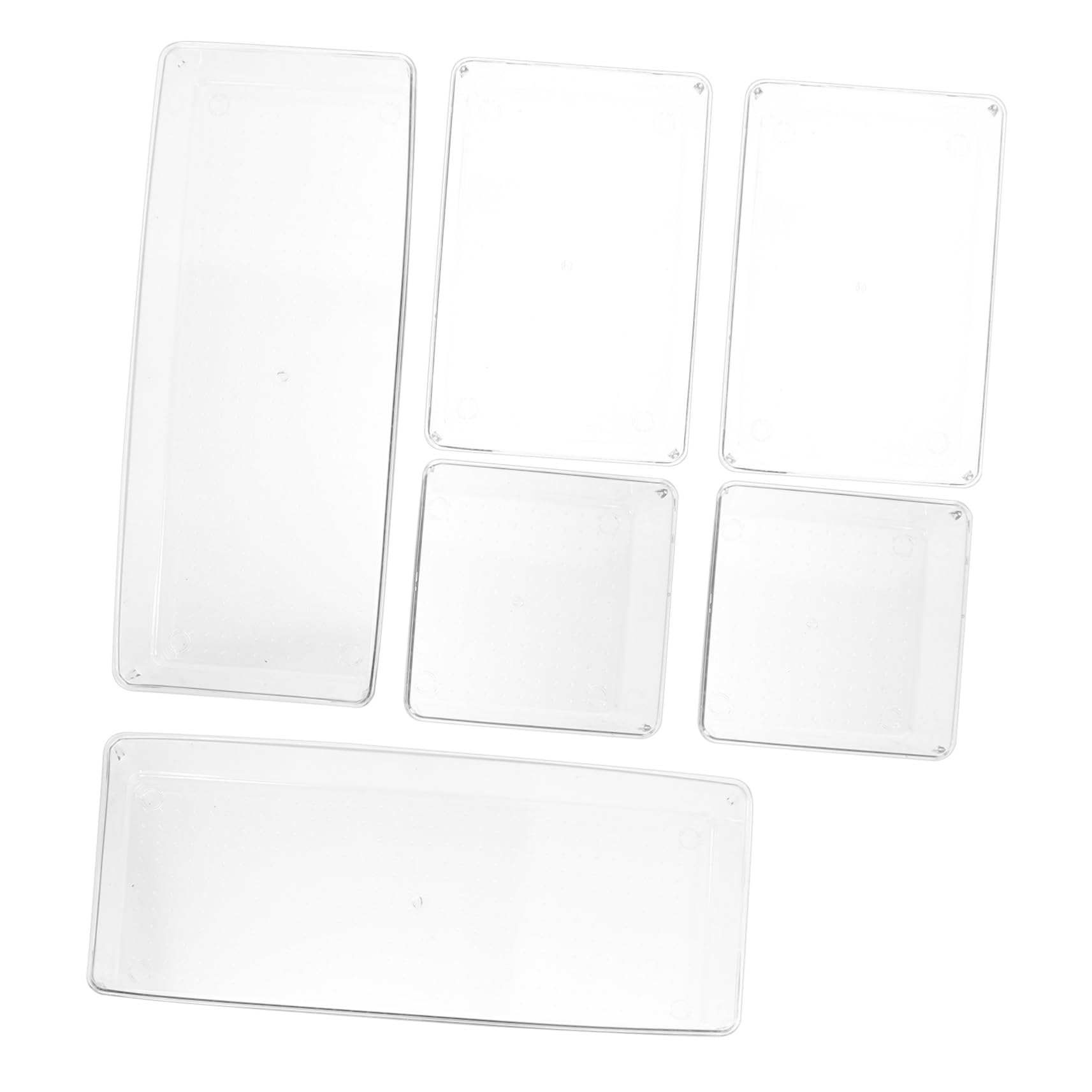6pezzi Organizzatore di Cassetto per Cucina in Plastica Trasparente Contenitore di Inserimento per Ufficio e Casa
