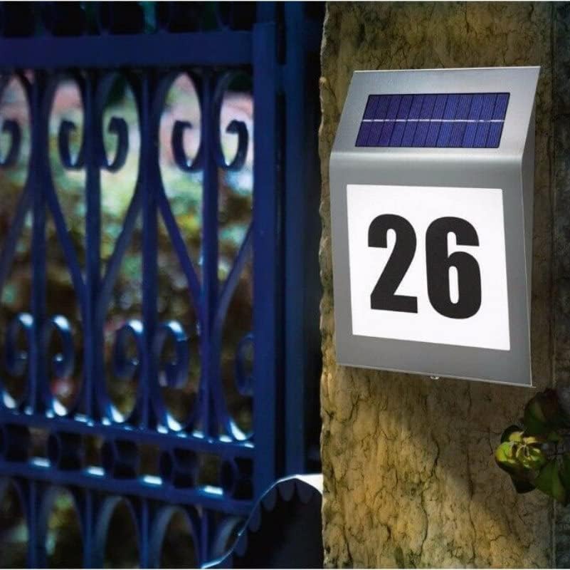 Solarna lampa z numerem domu, podświetlany numer domu z oświetleniem LED, ze stali nierdzewnej, IP44