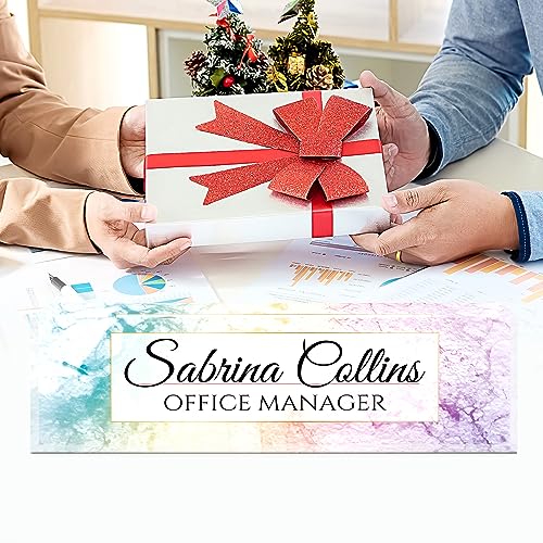Image of Name Plate for Desk, Desk Name Plate Personalized, Office Decor for Women Men, Acrylic Desktop Accessories, Office Appreciation Gifts for Boss Social Workers Nurse Teacher Employee (Colorful Marble)