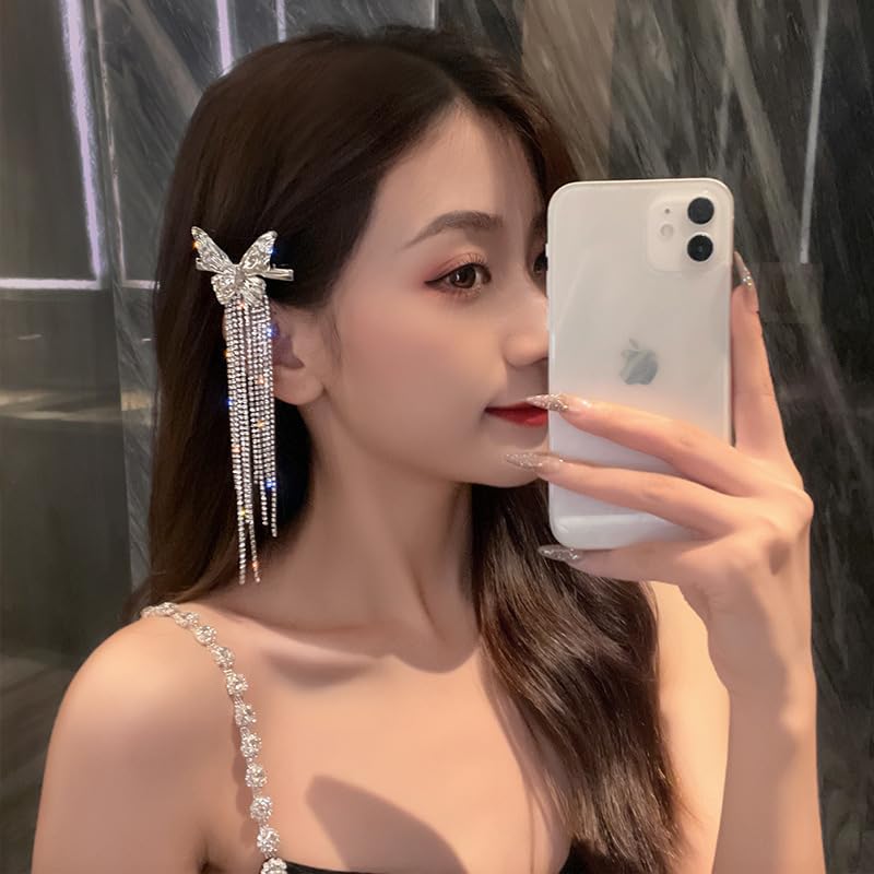 Miniatura 8 de 1 horquilla de mariposa brillante pinzas de pelo trenzadas de piedra de cristal brillante para mujeres o niñas pinzas para el cabello con diamantes