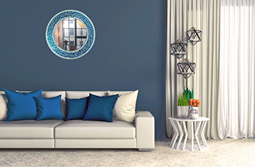 DecorShore-24-Inch-Round-Crackled-Glass-Mosaic-Wall-Mirror-Sapphire 51TEoQ36cqL