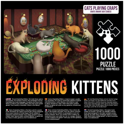 Cats Playing Craps Jigsaw Puzzle by Exploding Kittens, 1000 Pieces, Ideal for Adults Teens, and Kids - Image 2