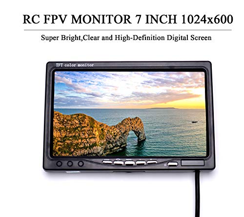 Image of RC 7 Inch FPV Monitor 1024x600 IPS LCD Display Screen Monitor with Hood Sun Shield for RC FPV Drone Quadcopter
